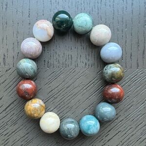 Ocean jasper bracelet 14-15mm SIZE 7’